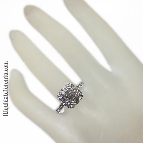 BRAND NEW Stunning 18K White Gold Halo Diamond Engagement Ring. Princess Cut. - Picture 5 of 13